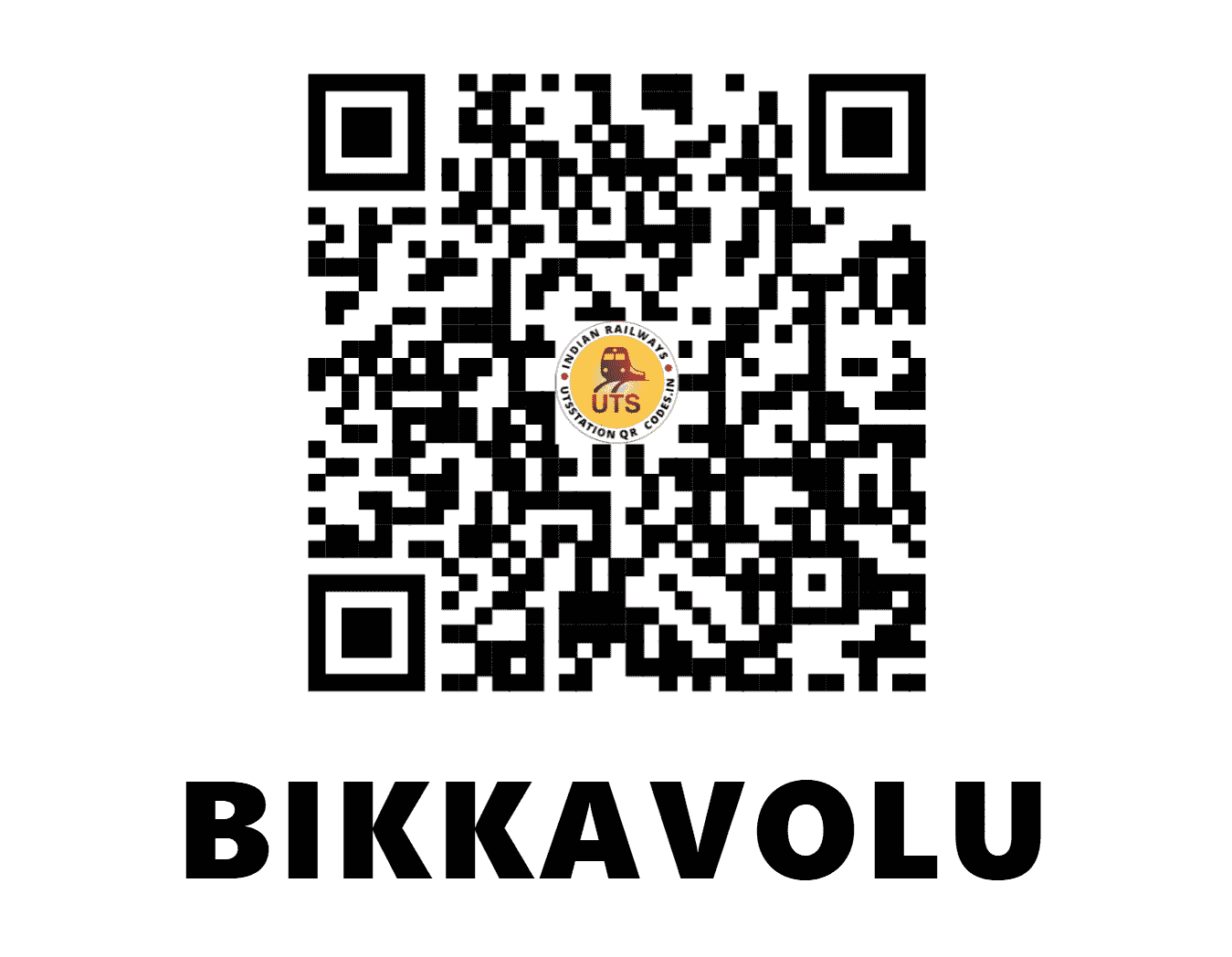 UTS QR Code for BIKKAVOLU - BVL (SC - ANDHRA PRADESH)